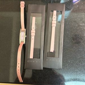 Gucci Pink Satin Wrist Watch Bracelet